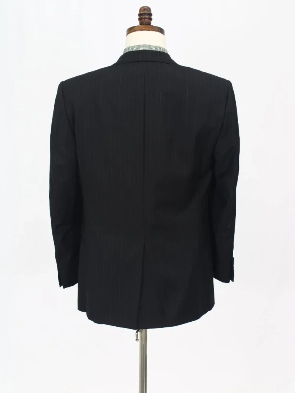 Hickey Freeman 40S 34x28 Black Full Suit 2-Button Stripe R971